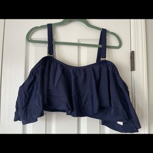 Raisins Curve navy ruffle bikini top